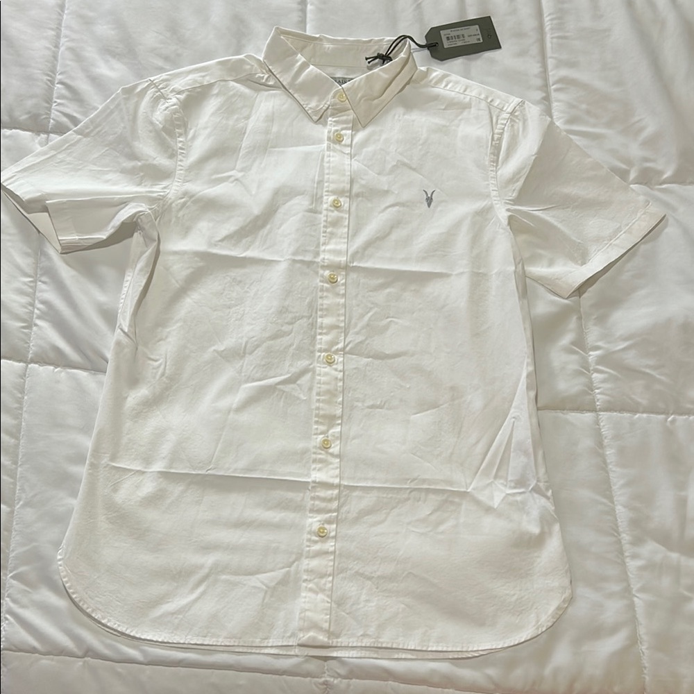 All Saints White Short Sleeve Dress Shirt